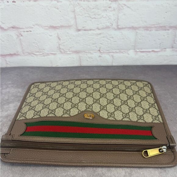 Rare Gucci Ophidia Web Khaki Clutch Bag - Picture 9 of 15